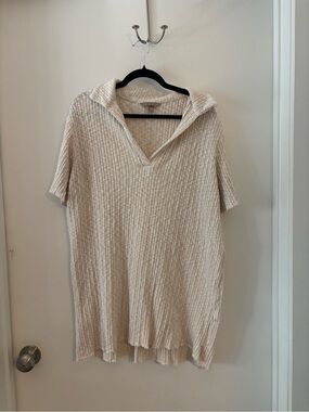H&M Cream Ribbed Mini Dress with Hood